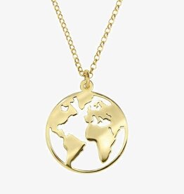Omalola 18K Gold Plated Stainless Steel World Map Necklace, GoldColoured