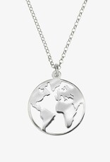 Omalola 18K Gold Plated Stainless Steel World Map Women's Necklace, silvercoloured