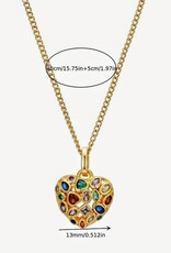 SOHI 18K Gold Plated Stainless Steel Ladies necklace Heart with zirconia, goldcoloured