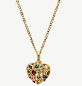 SOHI 18K Gold Plated Stainless Steel Necklace Heart with Zirconia, goldcoloured