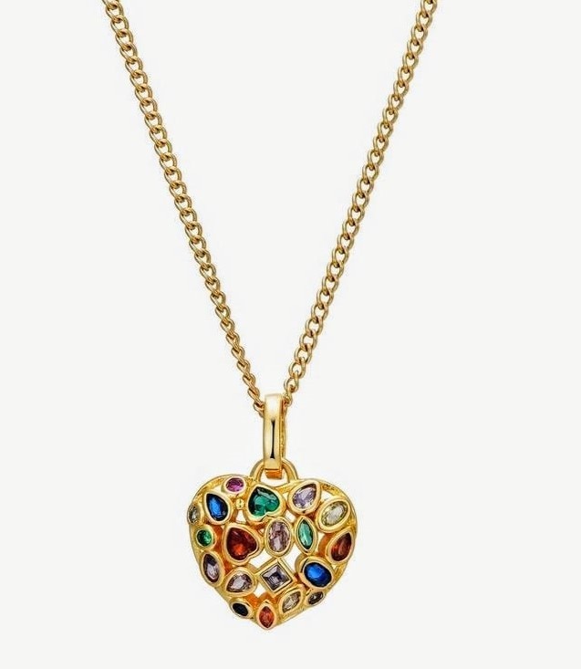 SOHI 18K Gold Plated Stainless Steel Ladies necklace Heart with zirconia, goldcoloured