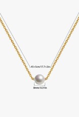 SOHI 18K Gold Plated Stainless Steel Hypoallergenic Ladies pearl necklace, silvercoloured