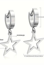 SOHI 18K Gold Plated Stainless Steel Hypoallergenic Ladies Hollow Star Earrings, silver-coloured