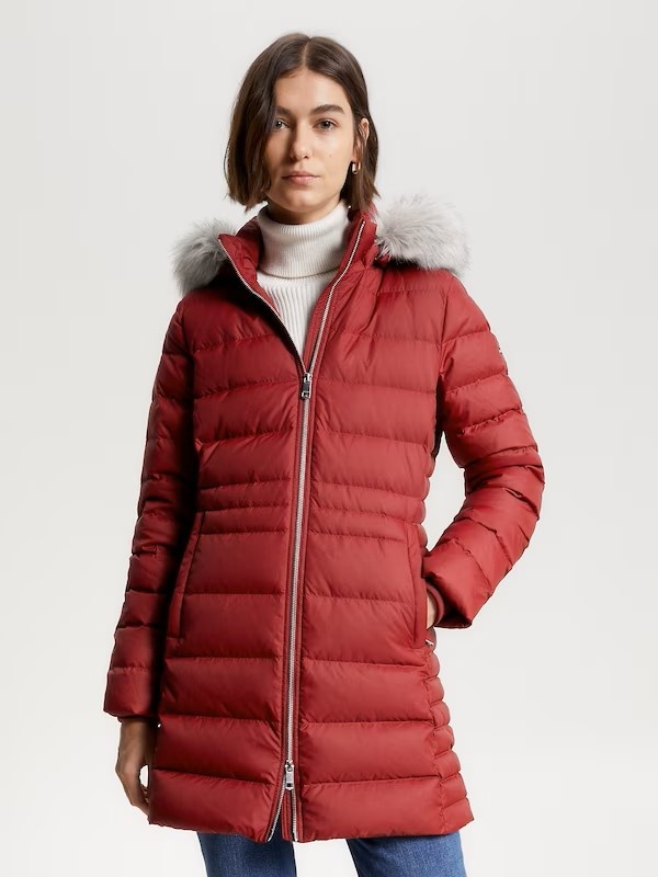 Tommy Hilfiger Dames Gewatteerd winterjas, bordeaux-  rood