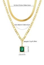 SOHI SMARAGD & ZIRKONIA Vrouwen ketting, goudkleurig
