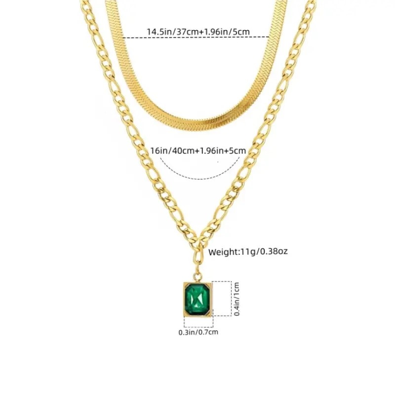 SOHI SMARAGD & ZIRKONIA Vrouwen ketting, goudkleurig