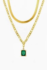 SOHI SMARAGD & ZIRKONIA Vrouwen ketting, goudkleurig