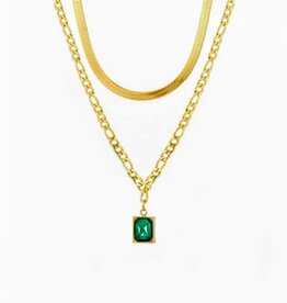 SOHI SMARAGD ketting, goudkleurig