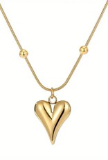 More Coins Dames gold plated ketting met hanger hartje, geelgoud