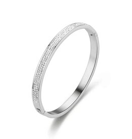 Dames Armband goldplated wit kristal, zilverkleurig