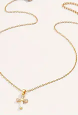 Oxus Dames Gerecycled goldplated ketting met kruis hanger, geelgoud