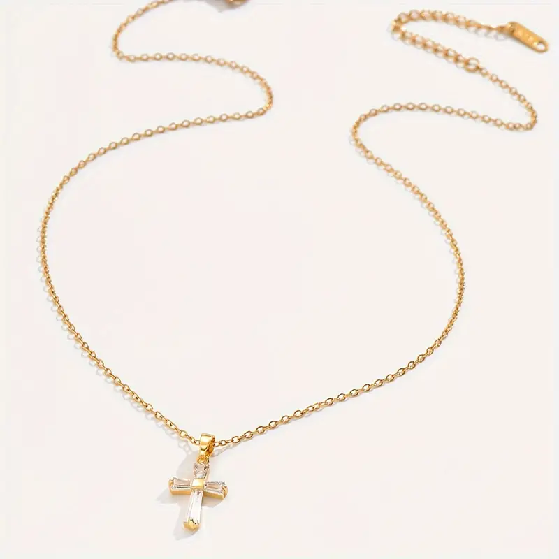 Oxus Dames Gerecycled goldplated ketting met kruis hanger, geelgoud