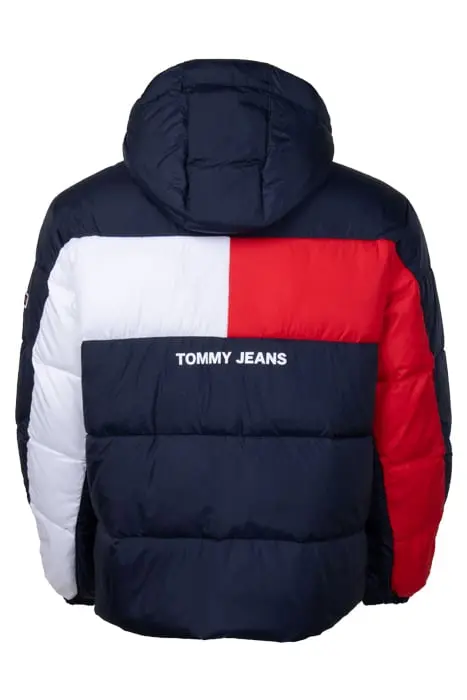 Tommy Hilfiger Dames Puffer Jas Tjm Colorblock, rood/blauw/wit