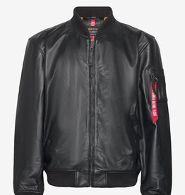 Alpha Industries Leather Jacket, zwart