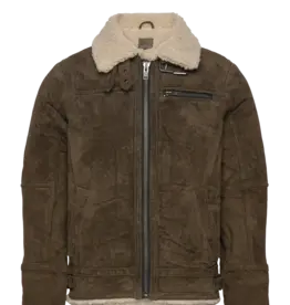 Jofama Axel Leren Jacket, olijfgroen