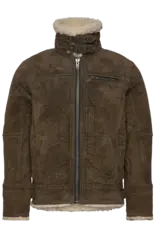 Jofama Axel Heren Leren Jacket, olijfgroen