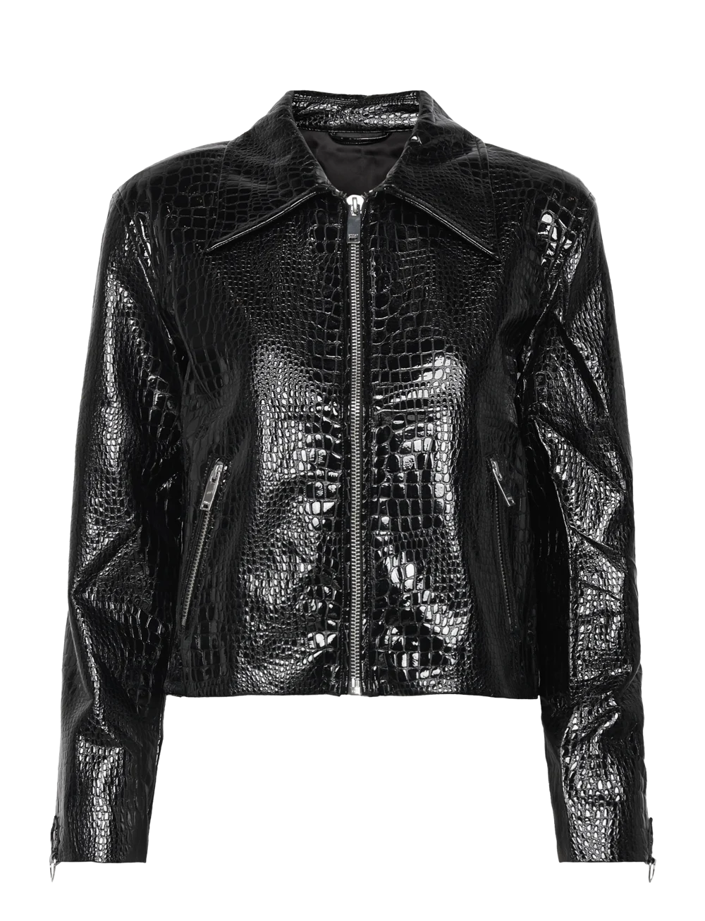 2NDDAY Croco Motief PU Leder Dames jacket, zwart