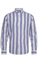GANT Linnen Gestreept Heren Overhemd, blauw