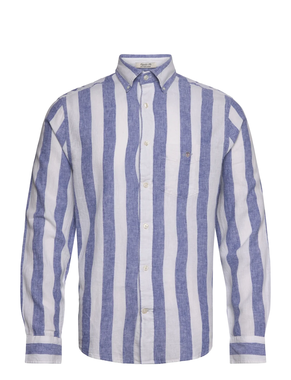 GANT Linnen Gestreept Heren Overhemd, blauw