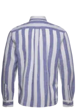 GANT Linnen Gestreept Heren Overhemd, blauw