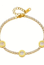 SOHI Ontwerp Glinsterende Strass  RVS Dames Armband, goud