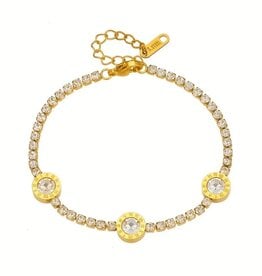 SOHI Ontwerp Glinsterende Strass  RVS Armband, goud
