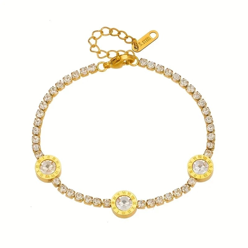SOHI Ontwerp Glinsterende Strass  RVS Dames Armband, goud