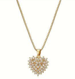 Eve 14K goldplated ketting & hanger hart met kristal, goud