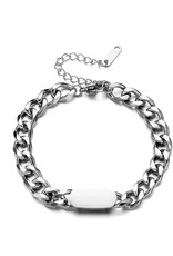 Eve goldplated Dames gebogen naamplaat armband, zilverkleurig