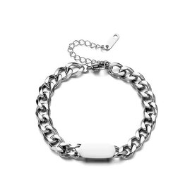 Eve goldplated gebogen naamplaat armband, zilverkleurig