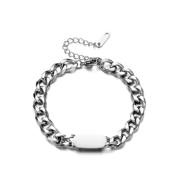 Eve goldplated Dames gebogen naamplaat armband, zilverkleurig