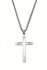 SOHI Gerecycled Roestvrijstalen Dames Ketting met kruis hanger, zilverkleurig