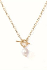 Goldplated Dames ketting met 14K hanger parel, geelgoud