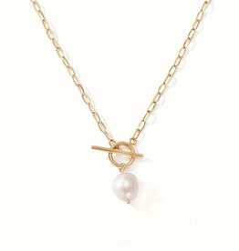 Goldplated ketting met 14K hanger parel, geelgoud