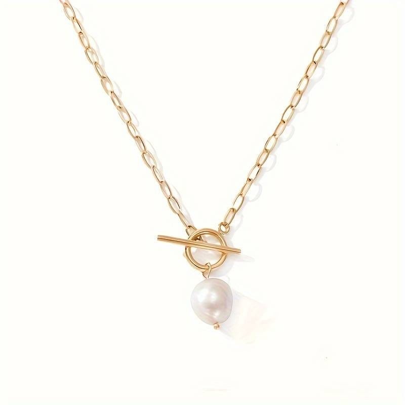 Goldplated Dames ketting met 14K hanger parel, geelgoud