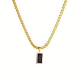 Eve 18K Goldplated ketting met zwart smaragd, goudkleurig