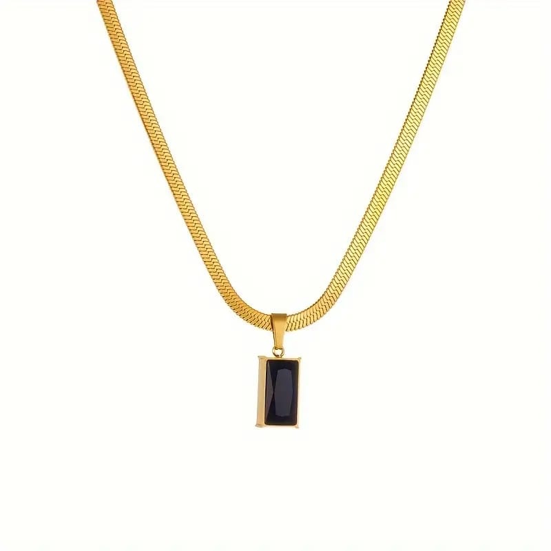 Eve 18K Goldplated Dames ketting met zwart smaragd, goudkleurig