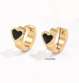 Dames Stalen goldplated oorbellen vintage zwart, goudkleurig