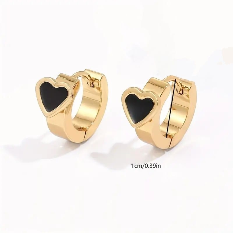 Oxus Dames Stalen goldplated oorbellen vintage zwart, goudkleurig