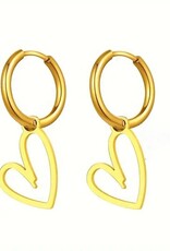 SOHI Dames 18K Verguld Oorbel Hanger met  Hartje Ontwerp, goudkleurig