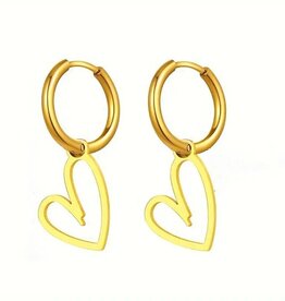 SOHI 18K Verguld Oorbel Hanger met  Hartje Ontwerp, goudkleurig