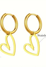 SOHI Dames 18K Verguld Oorbel Hanger met  Hartje Ontwerp, goudkleurig