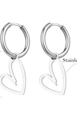 SOHI Dames RVS Oorbel Hanger met Hartje Ontwerp, zilverkleurig