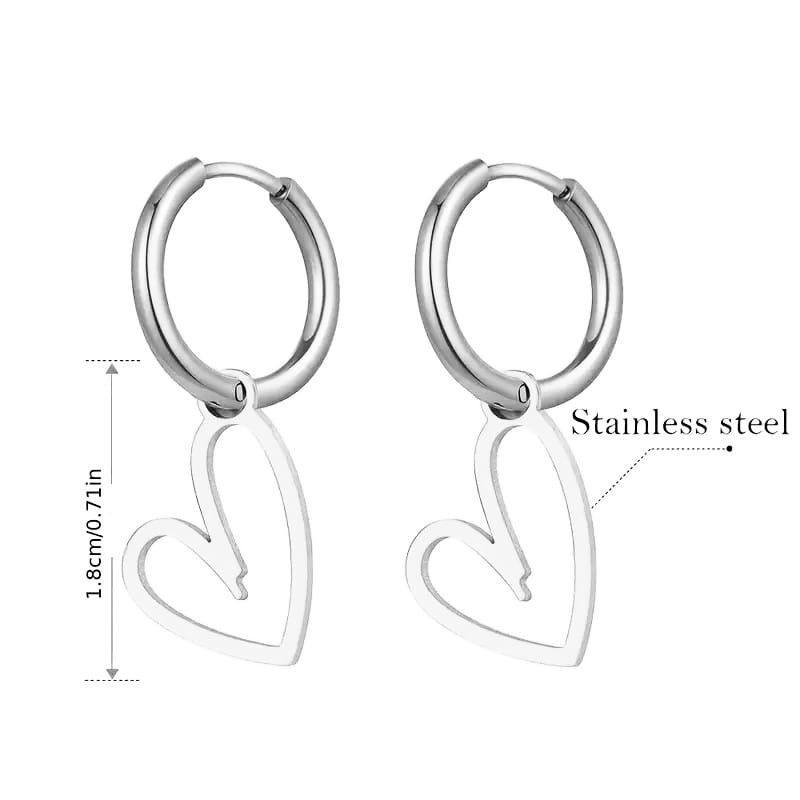 SOHI Dames RVS Oorbel Hanger met Hartje Ontwerp, zilverkleurig