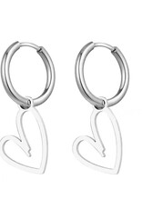 SOHI Dames RVS Oorbel Hanger met Hartje Ontwerp, zilverkleurig