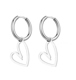 SOHI RVS Oorbel Hanger met Hartje Ontwerp, zilverkleurig