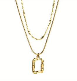 Laura Lombardi 14K goldplated ketting met schakel gedraaid, goud