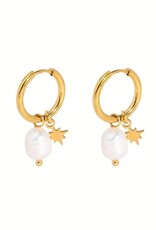 Amore 14K Verguld Dames Zoetwaterparel Oorbellen, goud