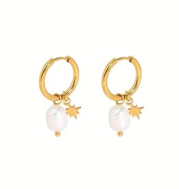 Amore 14K Verguld Zoetwaterparel Oorbellen, goud