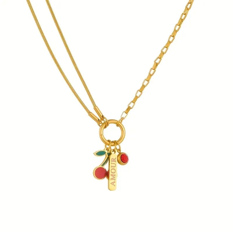 Amore 18K Verguld Dames ketting met I am enough, goud
